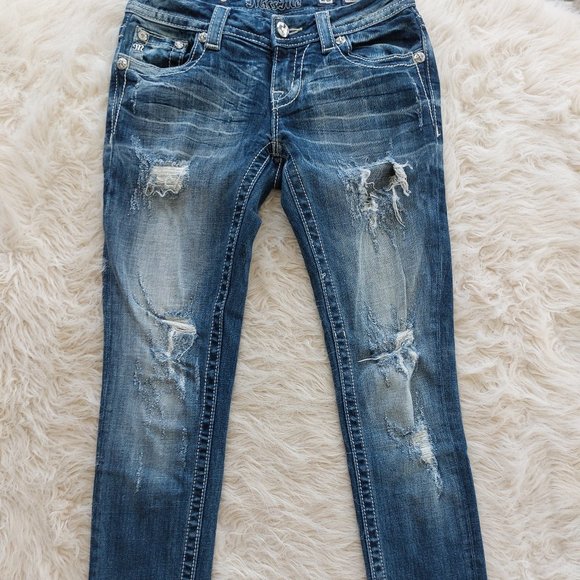 Miss Me Jeans Women's JE8096AK Ankle Skinny Distressed Low Rise Denim Jeans 26 - Picture 4 of 12